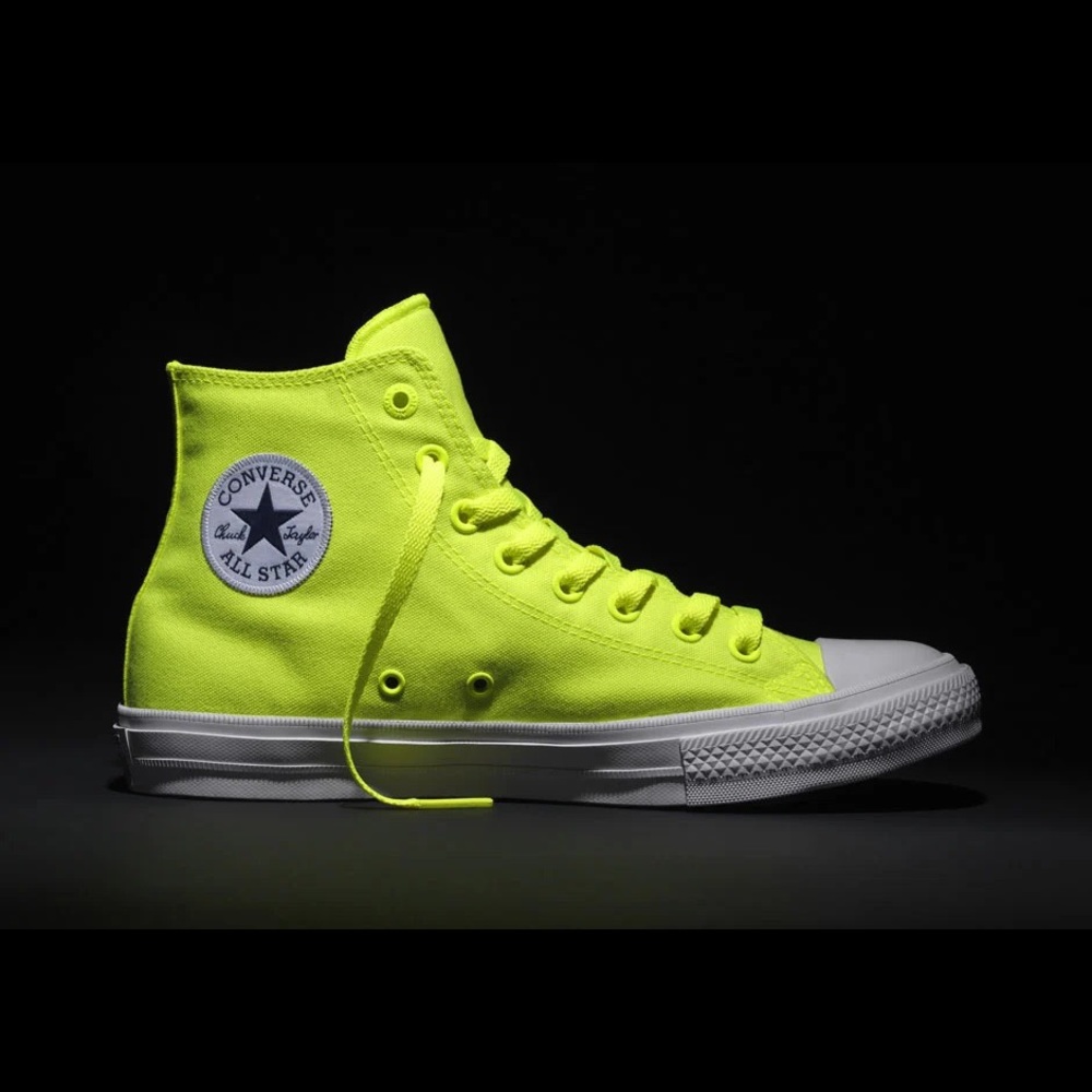 Converse Chuck Taylor All Star 2 with Lunarlon Neon Fluorescent Green Sz 10